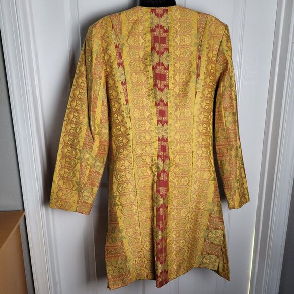 J McLaughlin Jacket 12 Gold Textured Mercerized Blazer Tapestry Statement Y2K - Picture 6 of 15